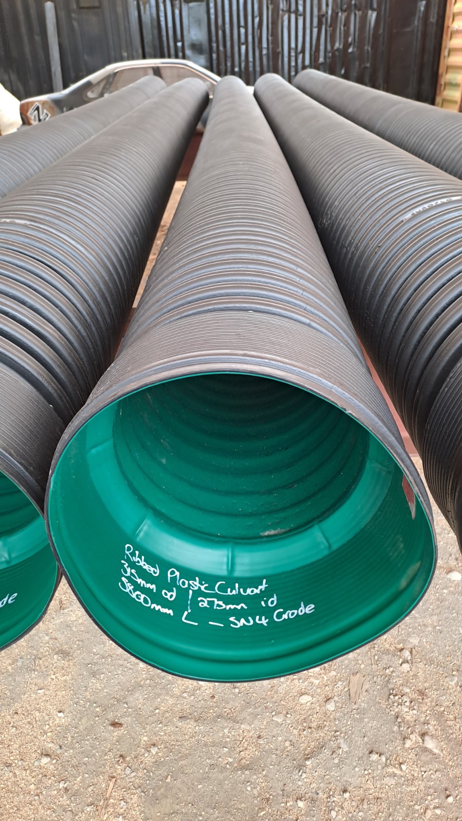 PIPE RIBBED PLASTIC CULVERT SN4 - 315mm od (Surplus Uncertified)