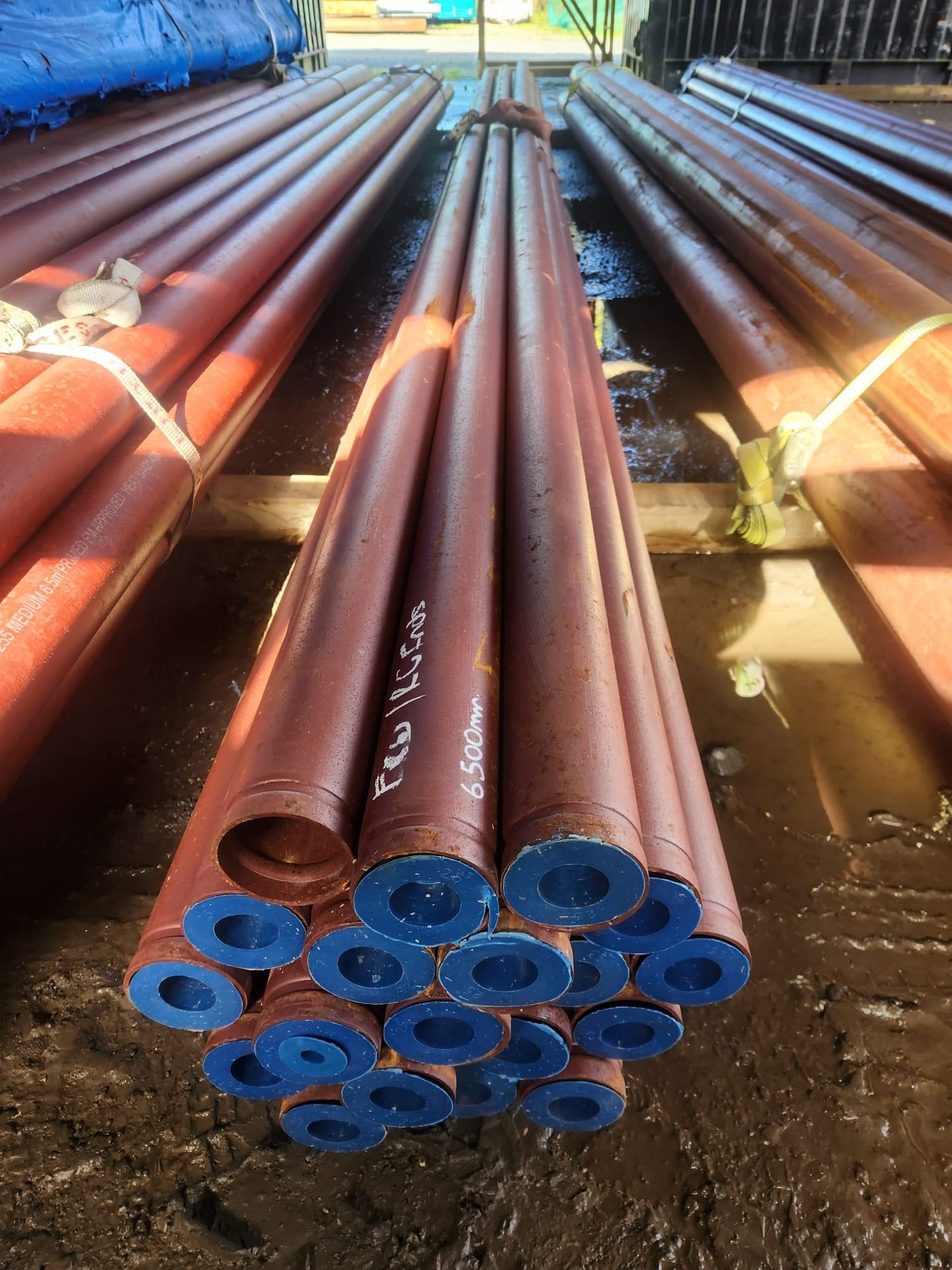 PIPE ERW PRIMED BS1387 - Rolled Grooved ends - 76mm od x 3.6mm wt (Surplus Uncertified)